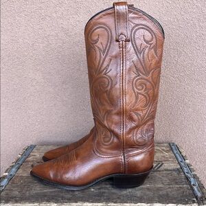 Dan Post Chestnut Brown Leather Western Cowboy Boots